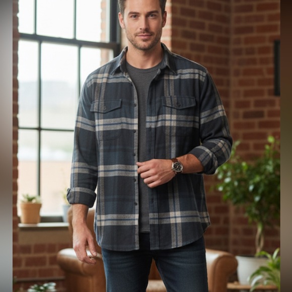 Northwest Territory Gray and Blue Plaid Button Down Shirt size XLarge NWT - Picture 1 of 7